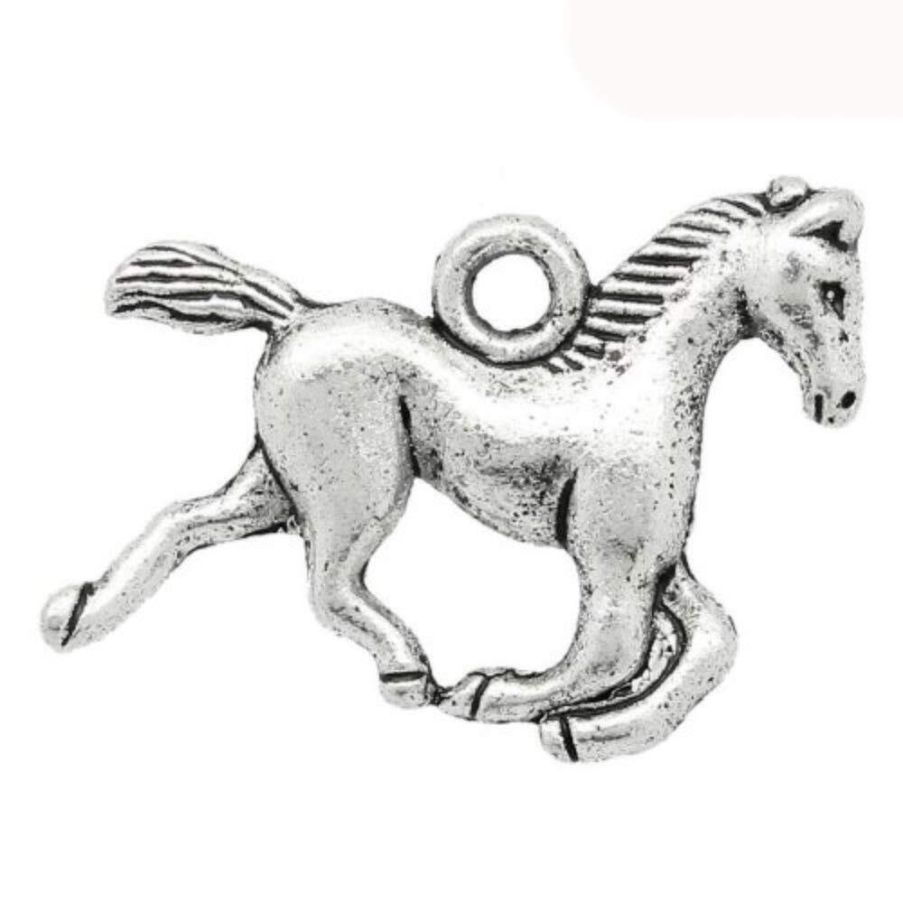 3820 50pc Antiqued Silver Alloy Horse Animal Charms Pendants 15x19mm 5/8"